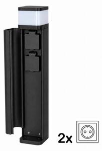 BRILAGI - Vonkajšie svietidlo s 2 zásuvkami SCHUKO PILLAR 1xG9/11W/230V IP44 čierne