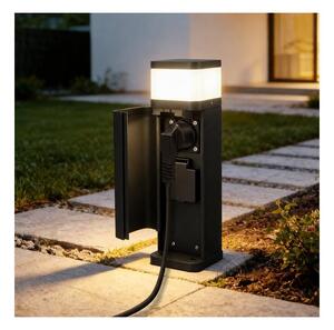 BRILAGI - Vonkajšia lampa s 2 zásuvkami SCHUKO PILLAR 1xG9/11W/230V IP44 čierna