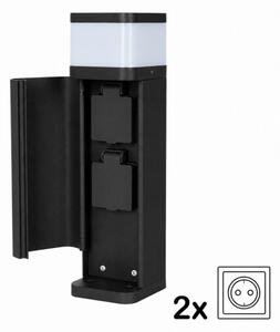 BRILAGI - Vonkajšia lampa s 2 zásuvkami SCHUKO PILLAR 1xG9/11W/230V IP44 čierna