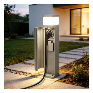 BRILAGI - Vonkajšie svietidlo s 2 zásuvkami SCHUKO PILLAR 1xG9/11W/230V IP44 sivá