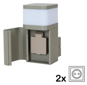BRILAGI - Vonkajšie nástenné svietidlo so zásuvkou SCHUKO PILLAR 1xG9/11W/230V IP44 šedé
