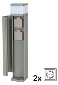 BRILAGI - Vonkajšie svietidlo s 2 zásuvkami SCHUKO PILLAR 1xG9/11W/230V IP44 sivá