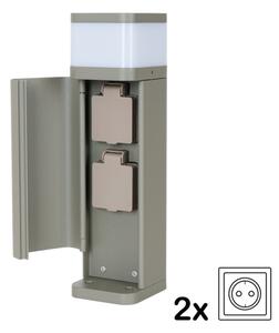 BRILAGI - Vonkajšia lampa s 2 zásuvkami SCHUKO PILLAR 1xG9/11W/230V IP44 sivá