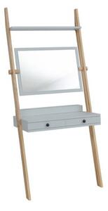 Rebríkový toaletný stolík LENO 79x183cm - jaseňové drevo / svetlo sivá