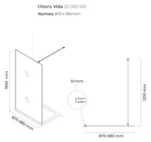 Oltens Vida stena sprchovacieho kúta 90 cm chróm lesklý/sklo priehľadné 22002100