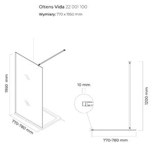 Oltens Vida stena sprchovacieho kúta 80 cm chróm lesklý/sklo priehľadné 22001100