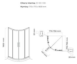 Oltens Vorma sprchovací kút 80x80 cm polkruhová chromová lesklé/priehľadné sklo 20101100
