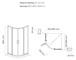 Oltens Vorma sprchovací kút 90x90 cm polkruhová chromová lesklé/priehľadné sklo 20102100