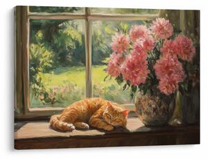 Obraz - Mačka na okne (70x50 cm)