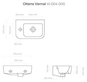 Oltens Vernal umývadlo 37x24.5 cm polkruhový klasické umývadlo biela 41004000
