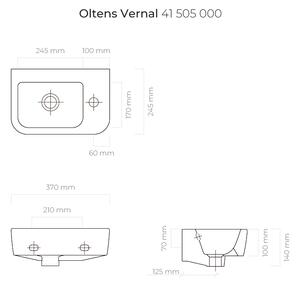 Oltens Vernal umývadlo 37x24.5 cm polkruhový klasické umývadlo biela 41505000