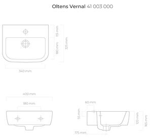 Oltens Vernal umývadlo 40x32.5 cm polkruhový klasické umývadlo biela 41003000