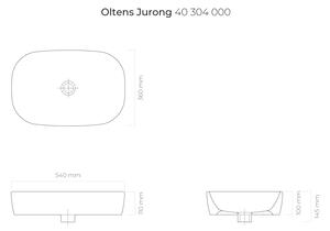 Oltens Jurong umývadlo 54x36 cm oválny pultové umývadlo biela 40304000