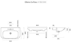 Oltens Gulfoss umývadlo 80x46 cm polkruhový umývadlo na nábytok-pultové umývadlo biela 41902000