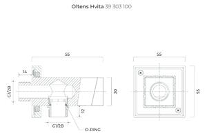 Oltens Hvita uhlový konektor chrómová 39303100