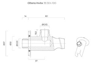 Oltens Hvita uhlový konektor s rukoväťou čierna 39304300
