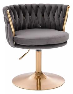 LuxuryForm DESIGN Stolička LYON VELUR na zlatom tanieri - tmavo šedá