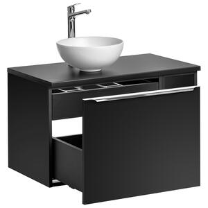 Kúpeľňová skrinka s umývadlom a doskou SANTA FE Black DU80/2 | 80 cm