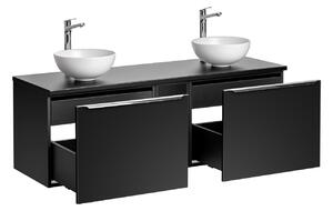 Kúpeľňová skrinka s umývadlom a doskou SANTA FE Black DU140/1 | 140 cm