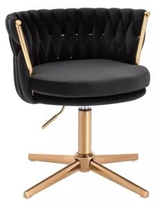 LuxuryForm DESIGN Stolička LYON VELUR na zlatom kríži - čierna