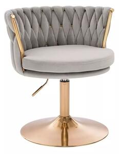 LuxuryForm DESIGN Stolička LYON VELUR na zlatom tanieri - svetlo šedá
