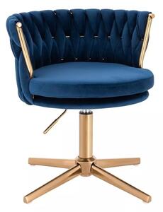 LuxuryForm DESIGN Stolička LYON VELUR na zlatom kríži - modrá