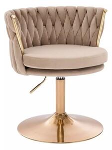 LuxuryForm DESIGN Stolička LYON VELUR na zlatom tanieri - latte