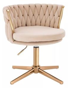 LuxuryForm DESIGN Stolička LYON VELUR na zlatom kríži - krémová