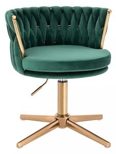 LuxuryForm DESIGN Stolička LYON VELUR na zlatom kríži - zelená