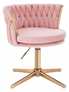 LuxuryForm DESIGN Stolička LYON VELUR na zlatom kríži - ružová