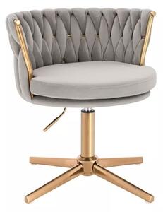 LuxuryForm DESIGN Stolička LYON VELUR na zlatom kríži - svetlo šedá