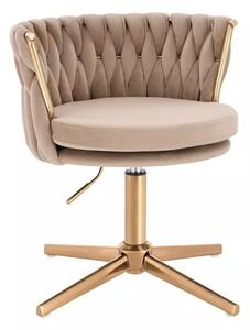 LuxuryForm DESIGN Stolička LYON VELUR na zlatom kríži - latte