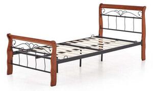 Kovová posteľ Verona 90x200, čerešňa, čierna, bez matraca