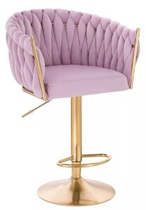 LuxuryForm DESIGN Barová stolička NORDEN VELUR na zlatom tanieri - levanduľa