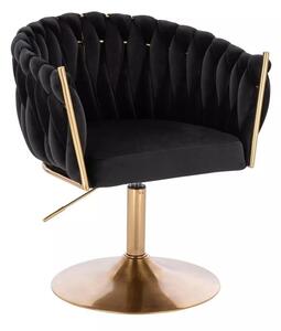 LuxuryForm DESIGN Kreslo NORDEN VELUR na zlatom tanieri - čierne