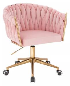 LuxuryForm DESIGN Kreslo NORDEN VELUR na zlatej podstave s kolieskami - ružové