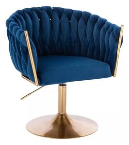 LuxuryForm DESIGN Kreslo NORDEN VELUR na zlatom tanieri - modré