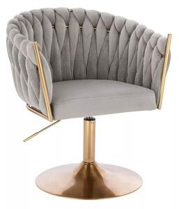 LuxuryForm DESIGN Kreslo NORDEN VELUR na zlatom tanieri - svetlo šedé