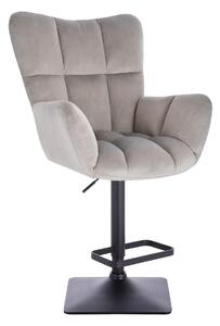 LuxuryForm DESIGN Barové kreslo AURORA VELUR na čiernej hranatej podstave - svetlo šedé