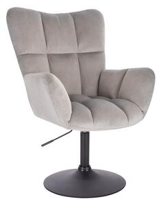 LuxuryForm DESIGN Kreslo AURORA VELUR na čiernom tanieri - svetlo šedé