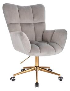 LuxuryForm DESIGN Kreslo AURORA VELUR na zlatej podstave s kolieskami - svetlo šedé
