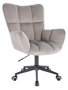 LuxuryForm DESIGN Kreslo AURORA VELUR na čiernej podstave s kolieskami - svetlo šedé