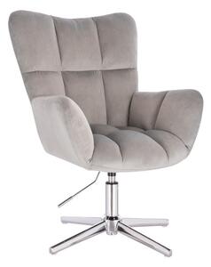 LuxuryForm DESIGN Kreslo AURORA VELUR na striebornom kríži - svetlo šedé