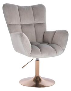 LuxuryForm DESIGN Kreslo AURORA VELUR na zlatom tanieri - svetlo šedé