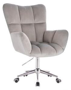 LuxuryForm DESIGN Kreslo AURORA VELUR na striebornej podstave s kolieskami - svetlo šedé
