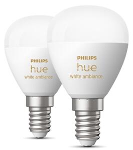 SADA 2x LED Stmievateľná žiarovka Philips Hue WHITE AMBIANCE P45 E14/5,1W/230V