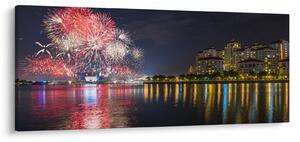 Obraz ohňostroja v Singapure (120x50 cm)