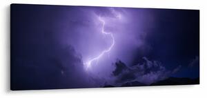 Obraz - fialová obloha a blesk (120x50 cm)
