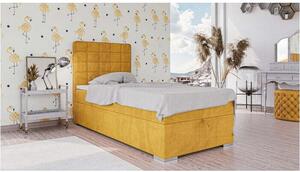 Čalúnená posteľ Charlize 90x200, žltá, vr. matraca a topperu
