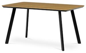 Autronic - Stůl jídelní 140x80 cm, MDF deska, Melamine dekor dub, kov, černý lak - HT-531 OAK AKCE